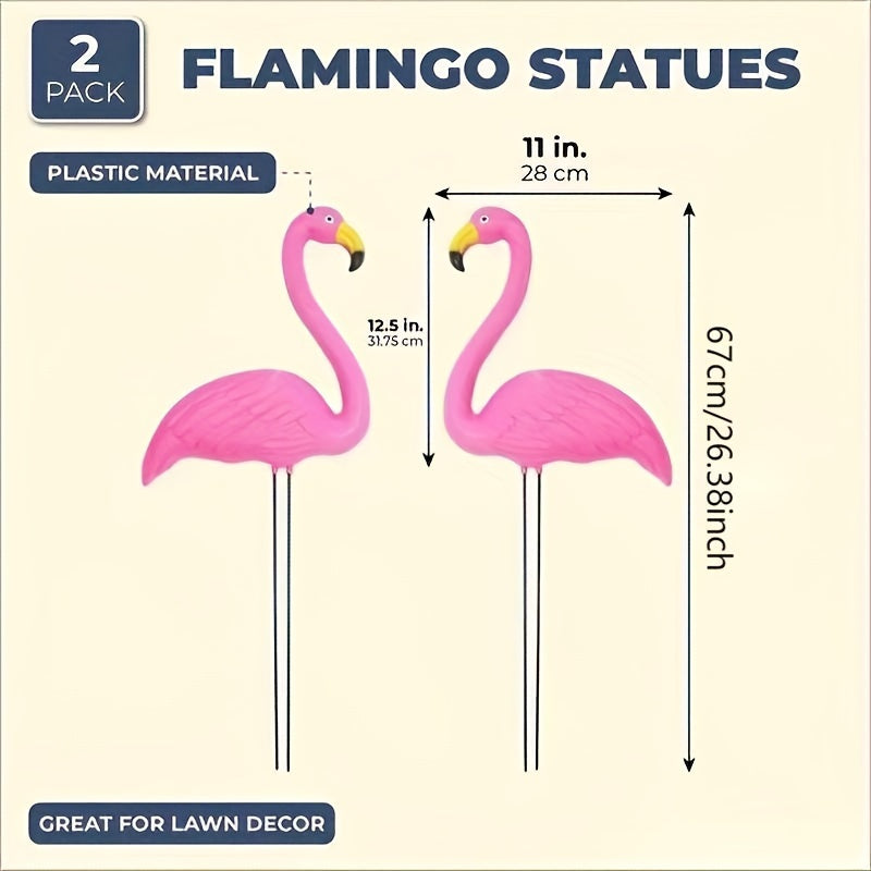 Large Bright Pink Plastic Flamingo Garden Statues for Outdoor Decor
