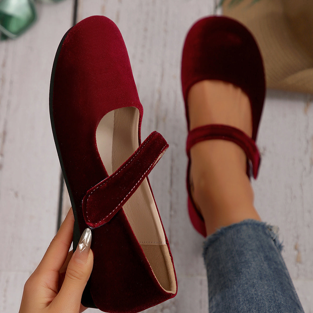 Женские балетки Mary Jane из бордовой кожи, удобные и легкие