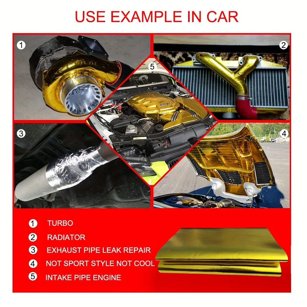 Heat Shield Wrap Self-Adhesive Thermal Insulation for Automotive Heat Resistant Golden Fiberglass