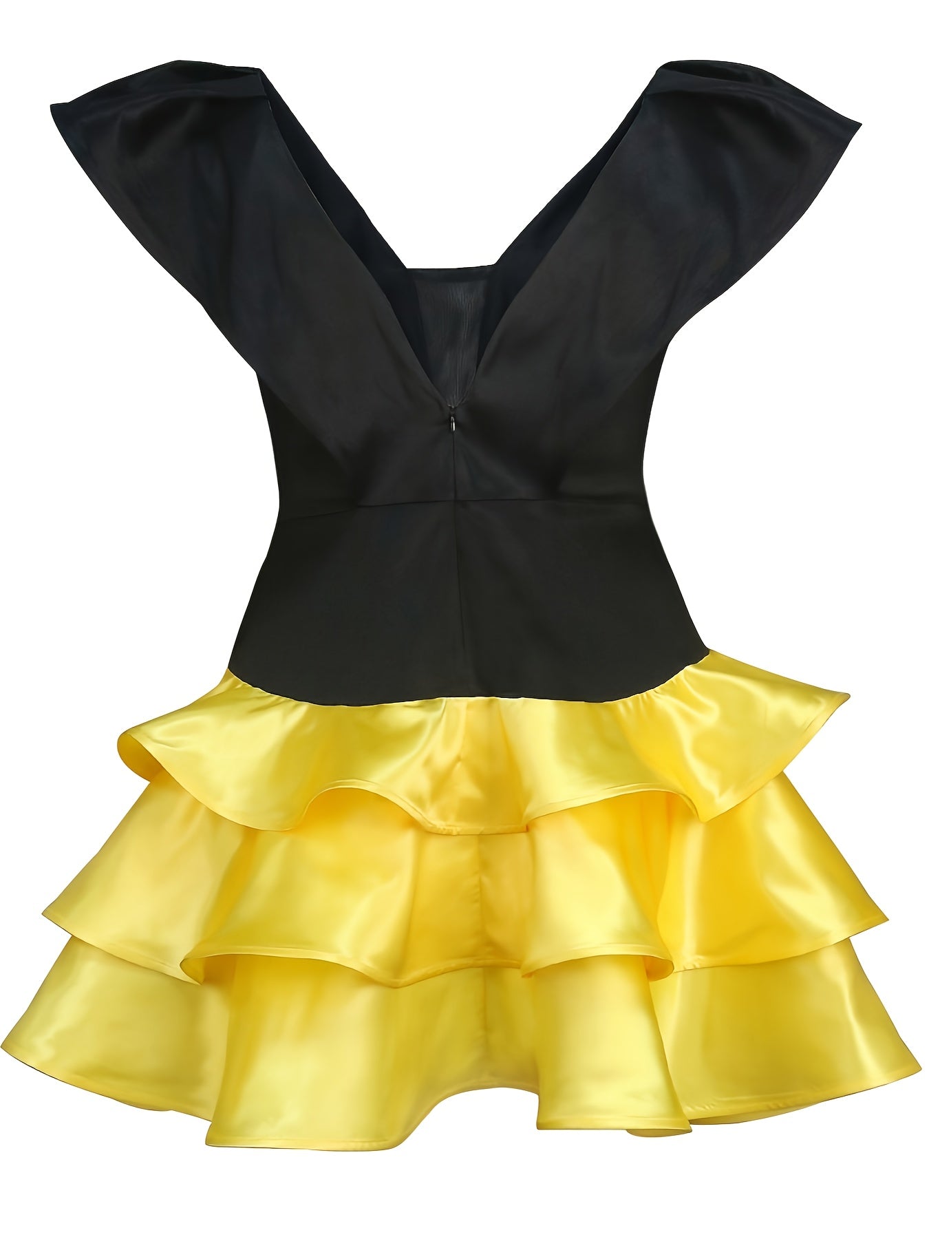 Women's Sleeveless Ruffle Hem Party Dress with Sparkling Details