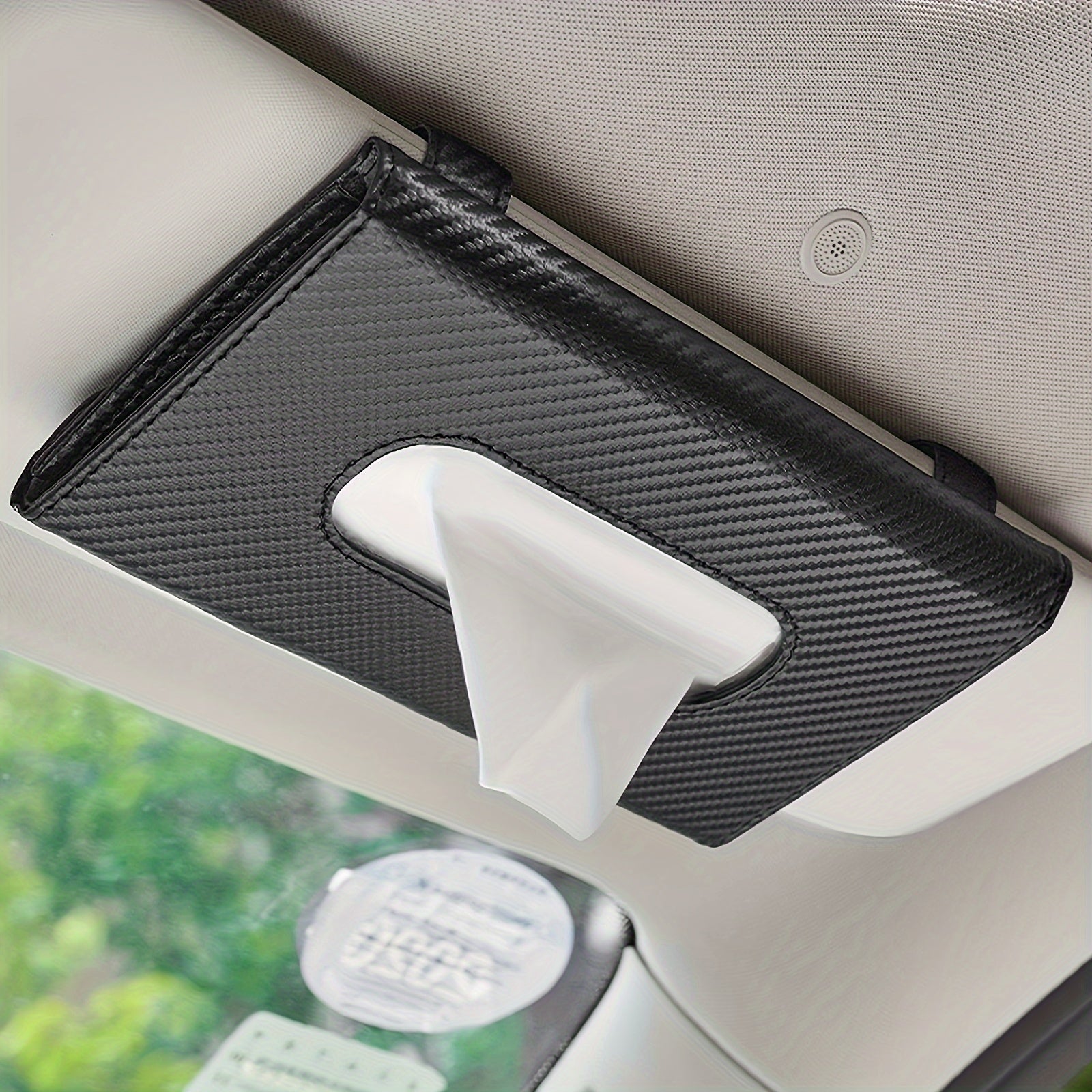 Car Sun Visor Tissue Holder PU Leather Multi-Functional Napkin Box for All Models