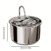Stainless Steel Pet Water Fountain with USB Power Quiet Automatic Dispenser Splash-Proof Basin for Cats and Dogs