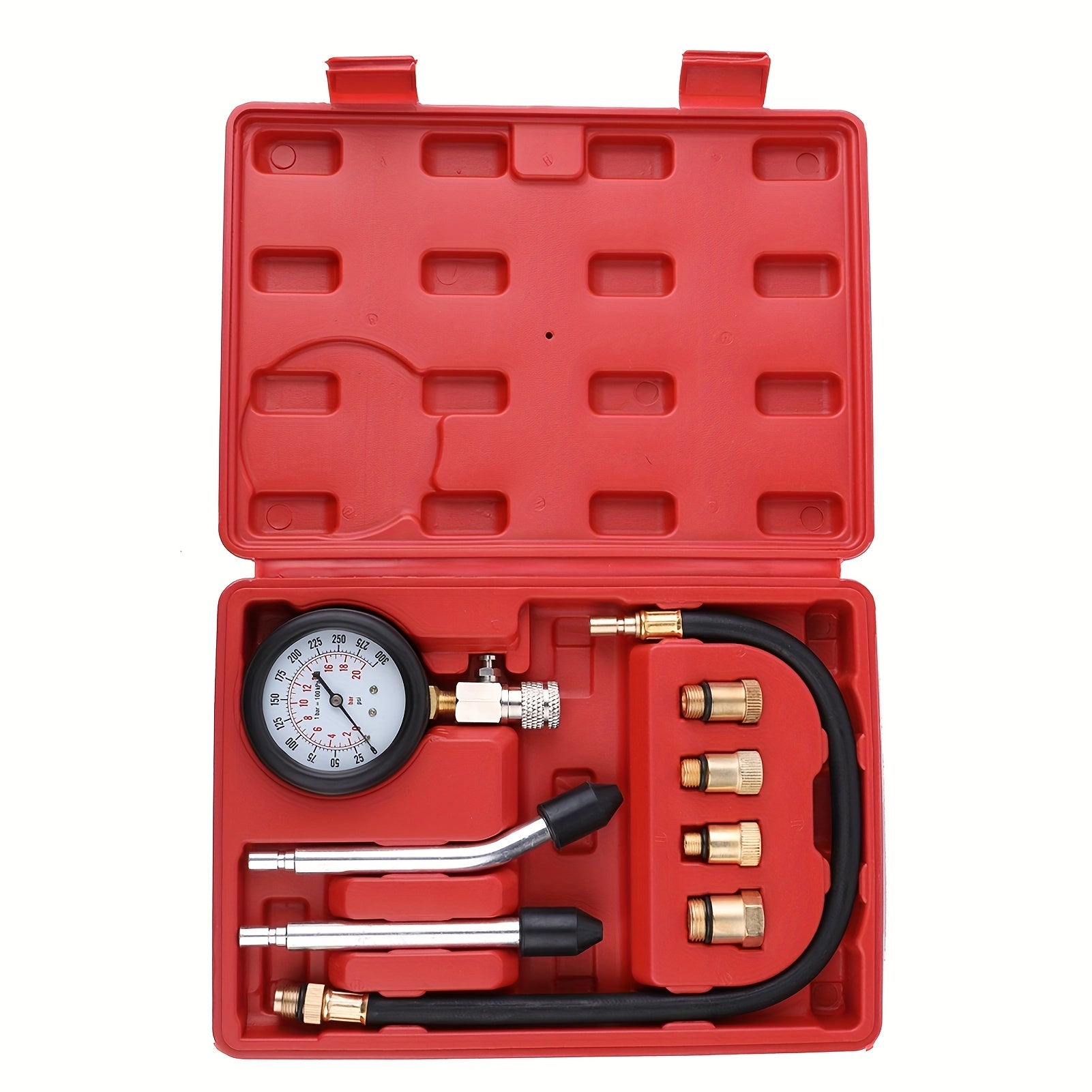 Aluminum Alloy Compression Tester Kit with Adapters and 0-300PSI Gauge for Automotive Diagnostics