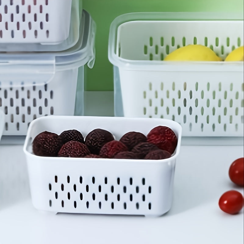 Double-Layer BPA-Free Food Storage Containers Set with Draining Lids Leakproof Stackable