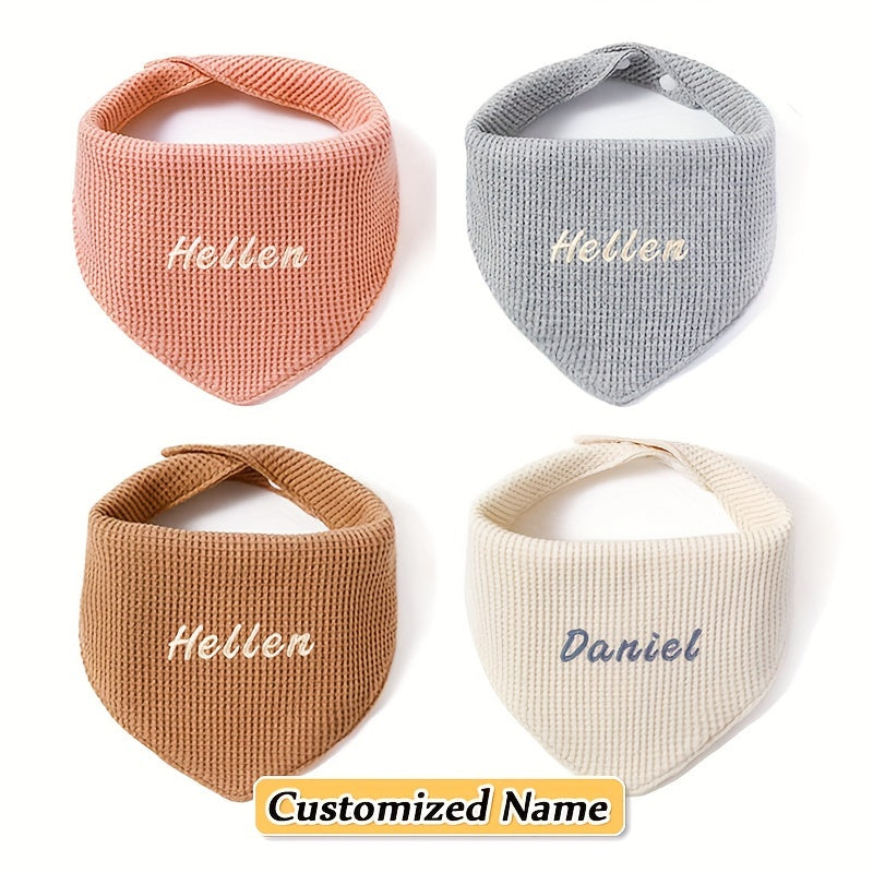 Set of 4 Children's Saliva Towels with Triangle Towel and Adjustable Mouthguard Soft Breathable Natural Material