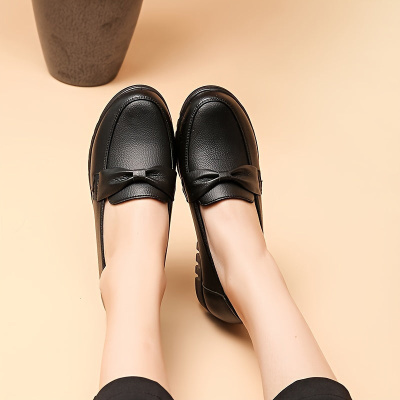 Ayollar uchun Mary Jane Loafers tekis, qattiq PU charm, barcha mavsum uchun