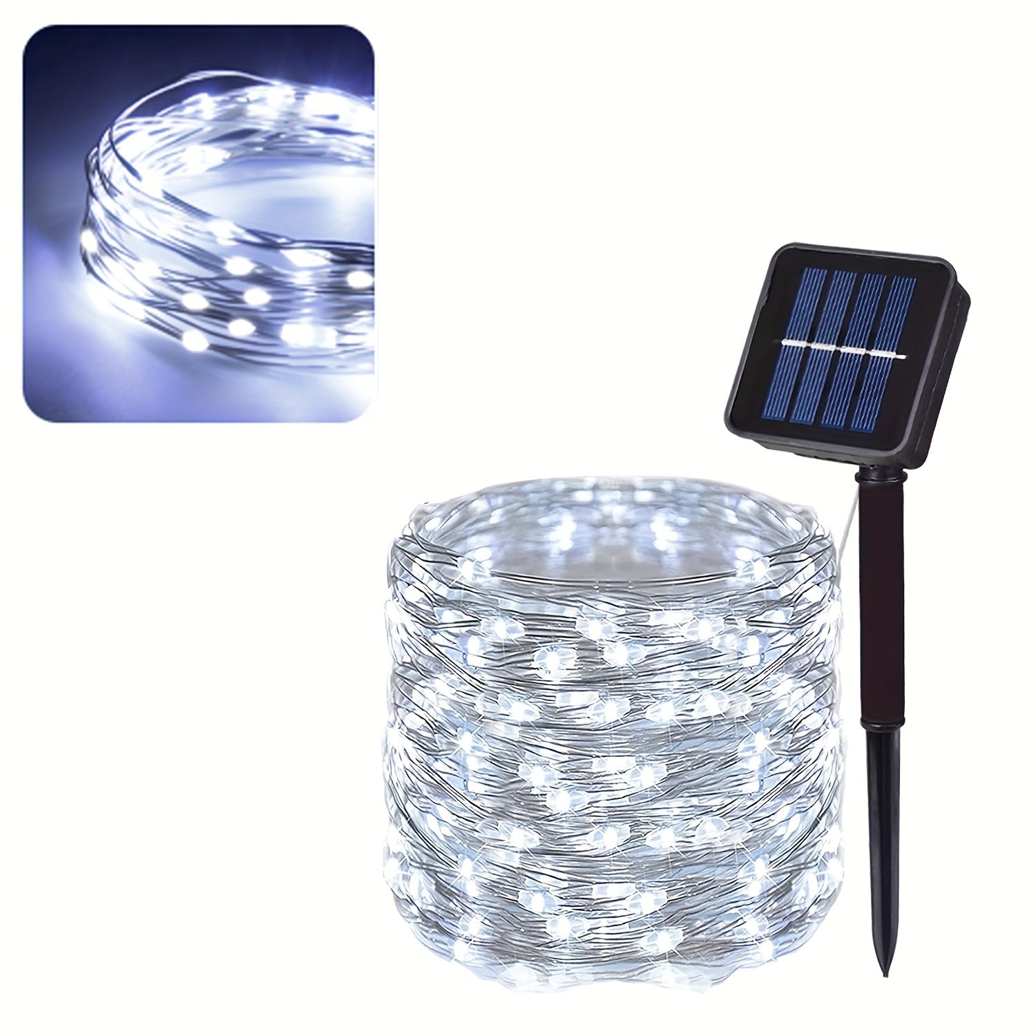 Luces de hadas LED solares con 8 modos, luces de cuerda para exteriores para decoración de jardín, patio, fiesta, 7m 12m 22m 32m