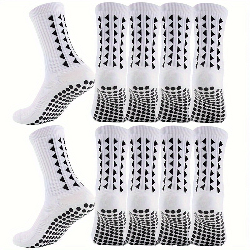 Men Women Geometric Pattern Football Socks 1 5 10 Pairs Towel Bottom Grip