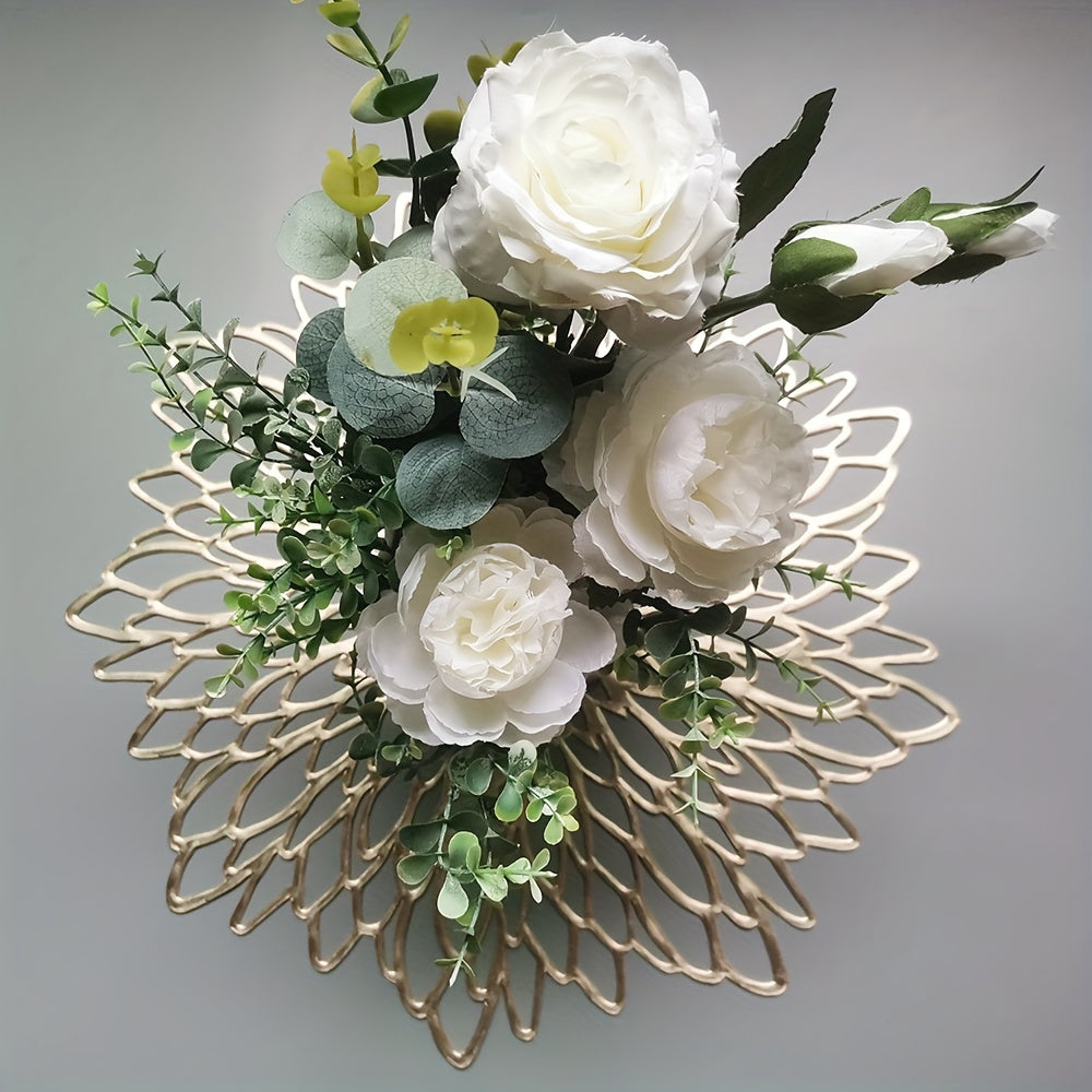 Juego de 6 manteles individuales dorados huecos para bodas y centros de mesa