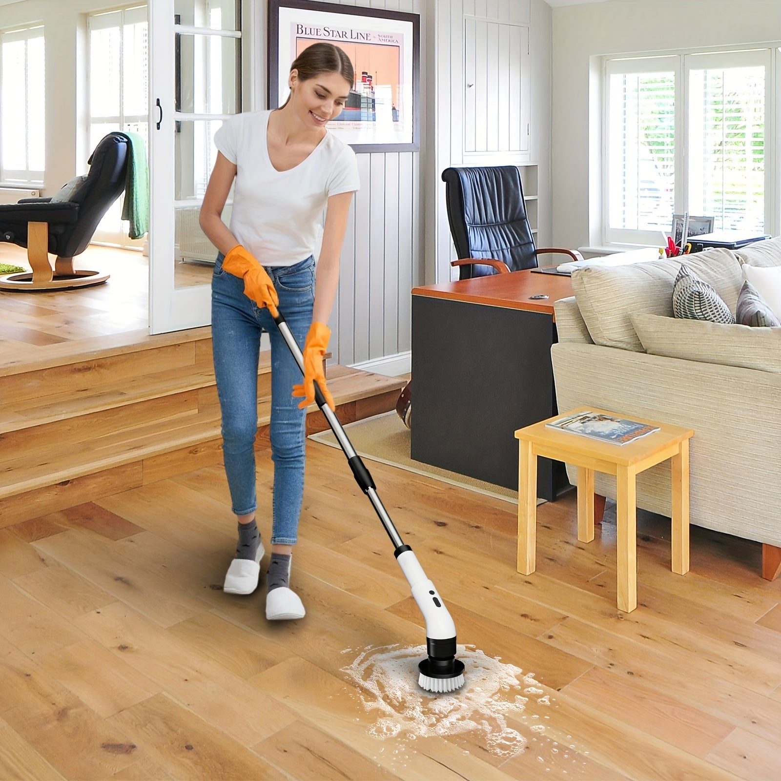 9/6 almashtiriladigan boshlar va teleskopik tutqich bilan simsiz elektr burilish tozalash choʻpqi