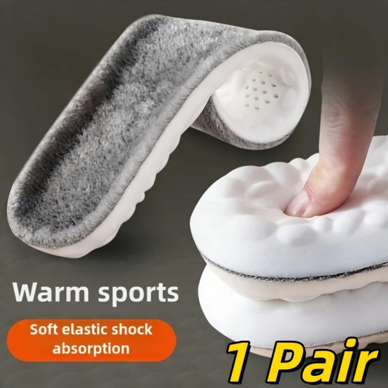 Unisex Thermal Plush Shoe Insoles Thickened Winter Shock Absorbing Pads