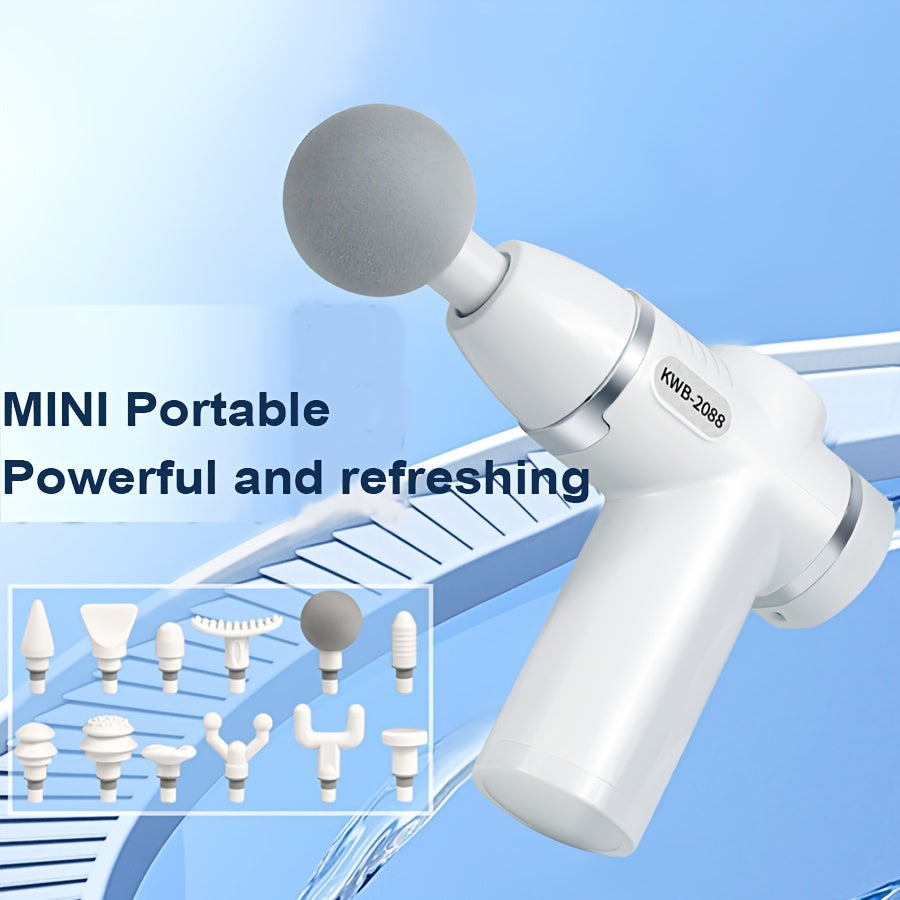 USB Rechargeable Fascia Gun with 12 Massage Heads for Full Body Relief