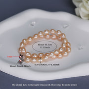 Zarif to'y aksessuari: MUFAN Vintage Cute uslubidagi tabiiy shirin suv marvaridi bilaguzuk, S925 qopqoq, iyun tug'ilgan toshi, tabiiy pushti barok marvarid zanjiri, kundalik kiyish va sovg'alar uchun - 8-9mm marvaridlar, 38-42 dona