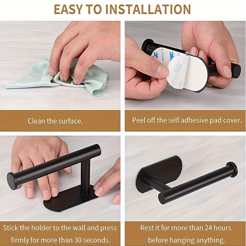 Wall-Mounted Toilet Paper Holder with Adhesive Backing Space-Saving Bathroom Accessory