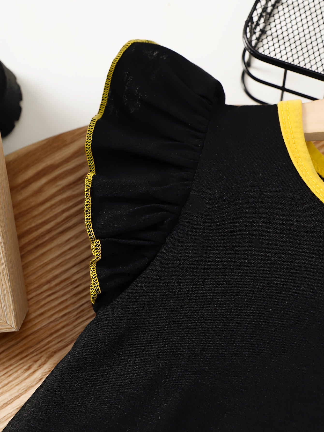 Girls' Summer Dress Sleeveless Cartoon Girl Lantern Moon Print Ruffled Yellow White