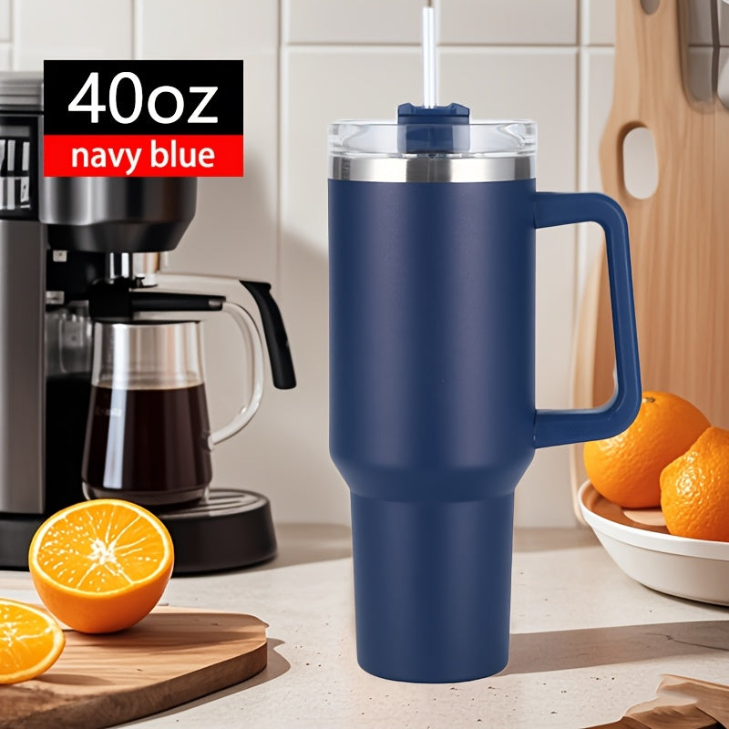 Vaso aislante de acero inoxidable con asa y pajilla para bebidas calientes y frías 20oz