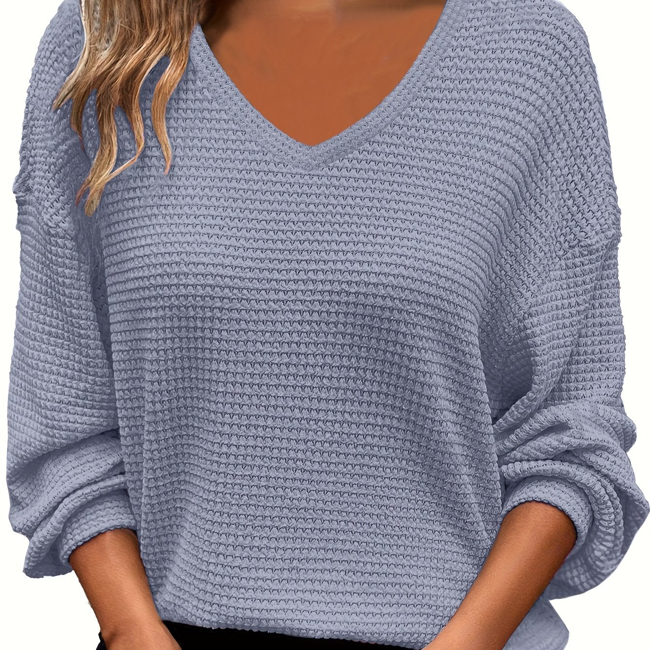 Толстовка женская большого размера из полиэстера с V-образным вырезом, однотонная