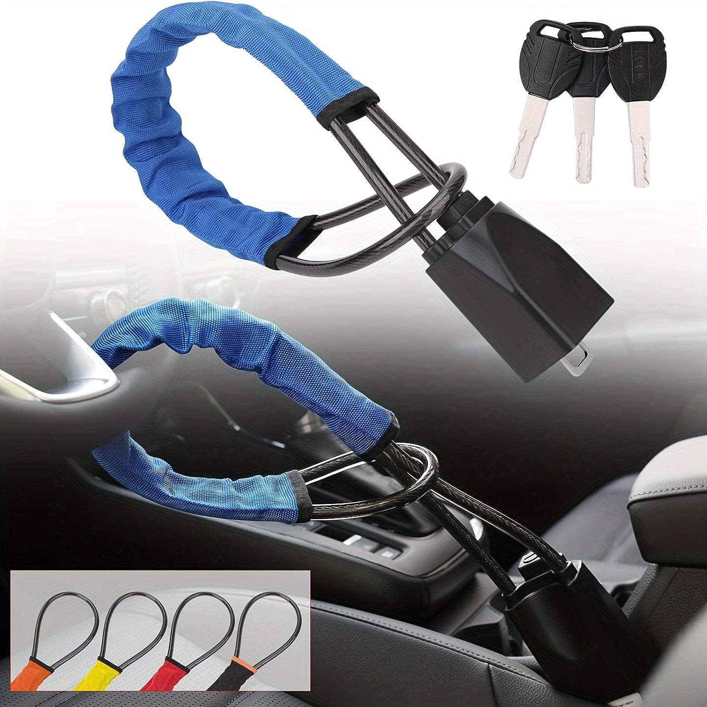 Universal Steel Steering Wheel Lock Anti-Theft Device for Most Vehicles