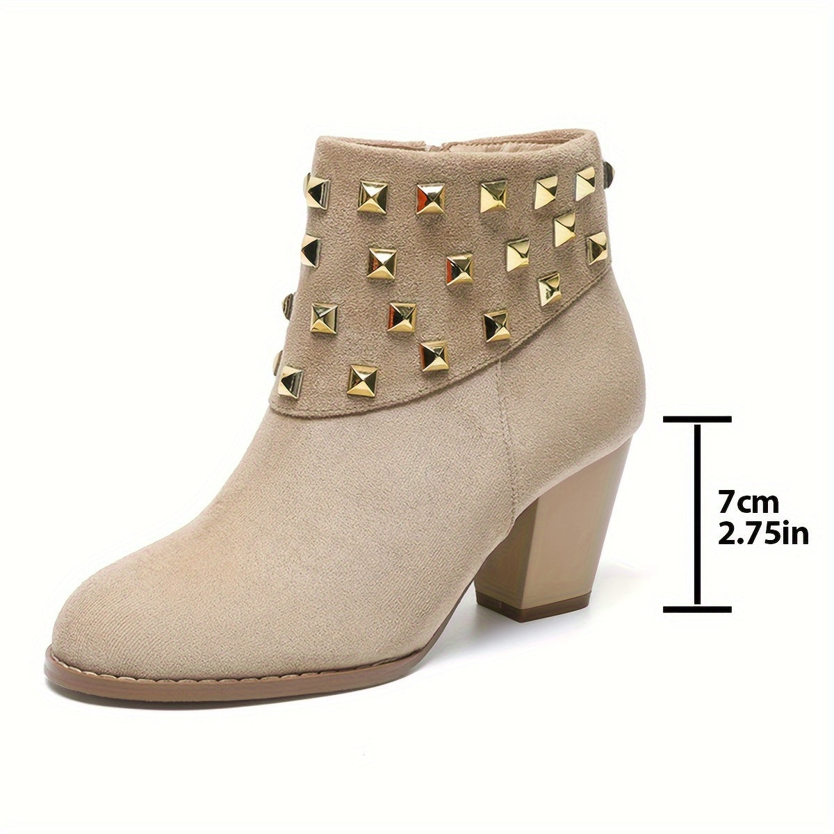 Women Ankle Boots Flannel Solid Color Chunky Block Heel Winter Shoes