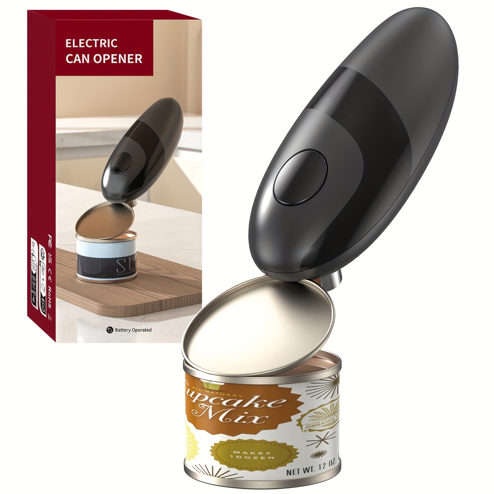 Portable Battery-Operated Can Opener for Elderly Arthritis Sufferers Quiet and Energy-Efficient