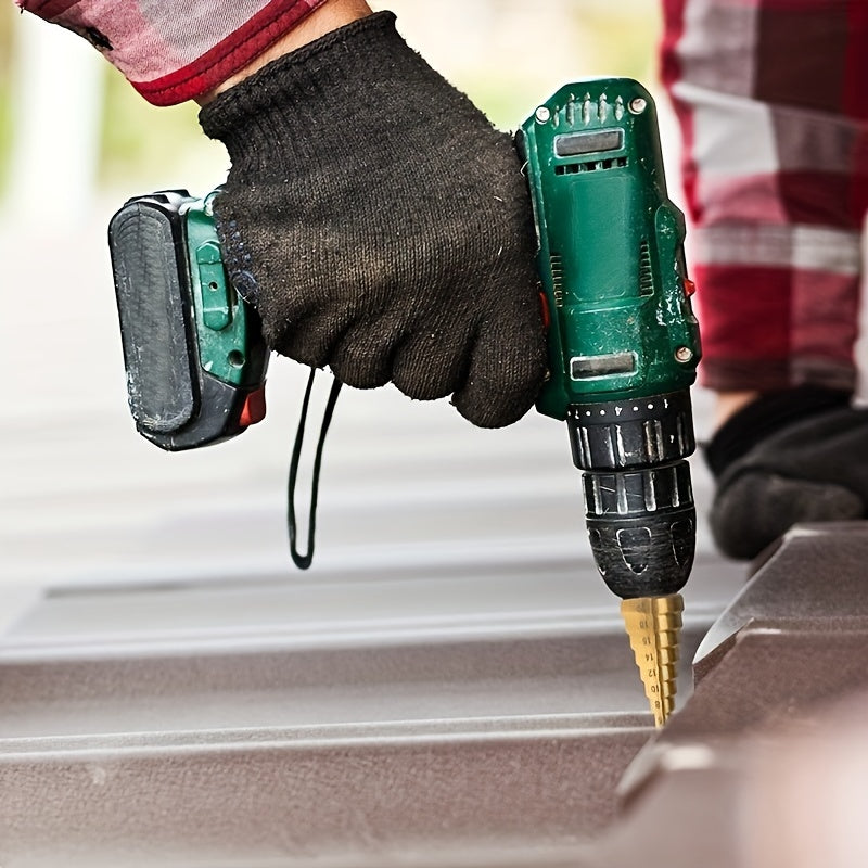 3-Piece Titanium-Coated High-Speed Steel Step Drill Bit Set for Wood and Metal