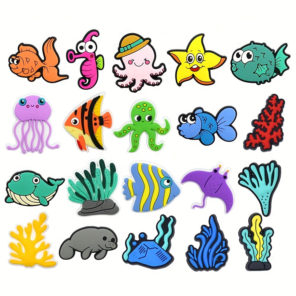 Sea World Animal Shoe Charms Set for Kids Plastic Marine Life Decorations