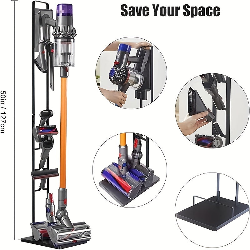 Wall-Mounted Charging Holder for Cordless Vacuum Cleaners and Accessories Metal Storage Stand