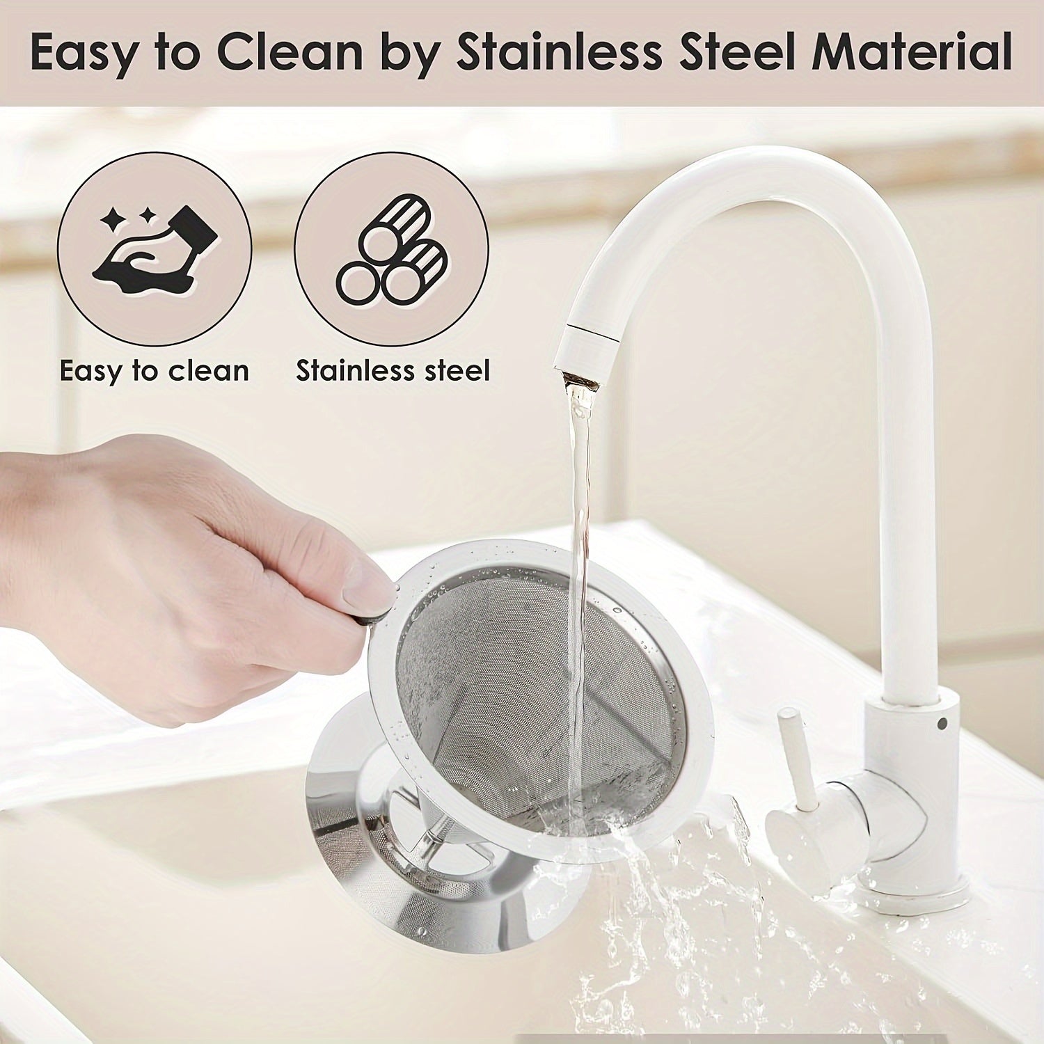 Reusable Stainless Steel Coffee Filter Double-Layer Washable Durable Pour Over