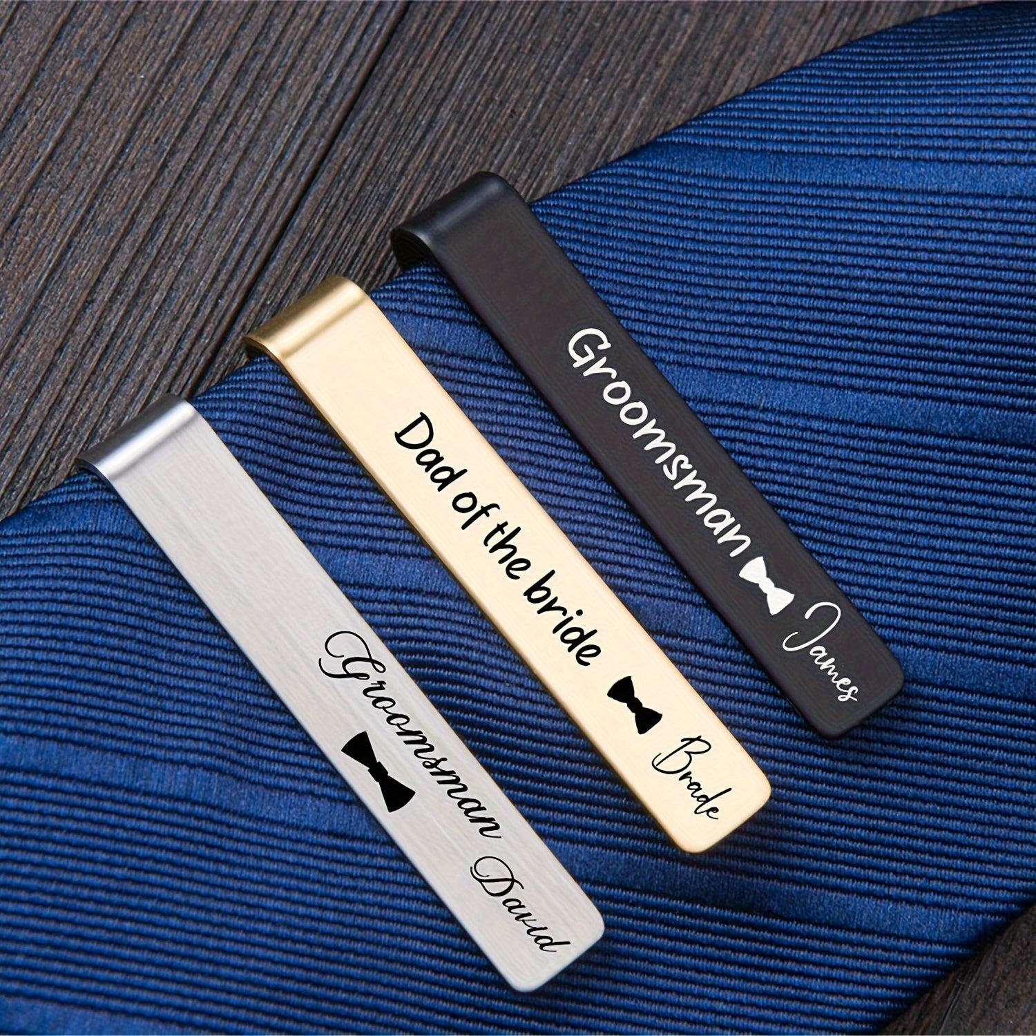 Personalized Men's Tie Clips Engraved Groomsmen Wedding Accessories