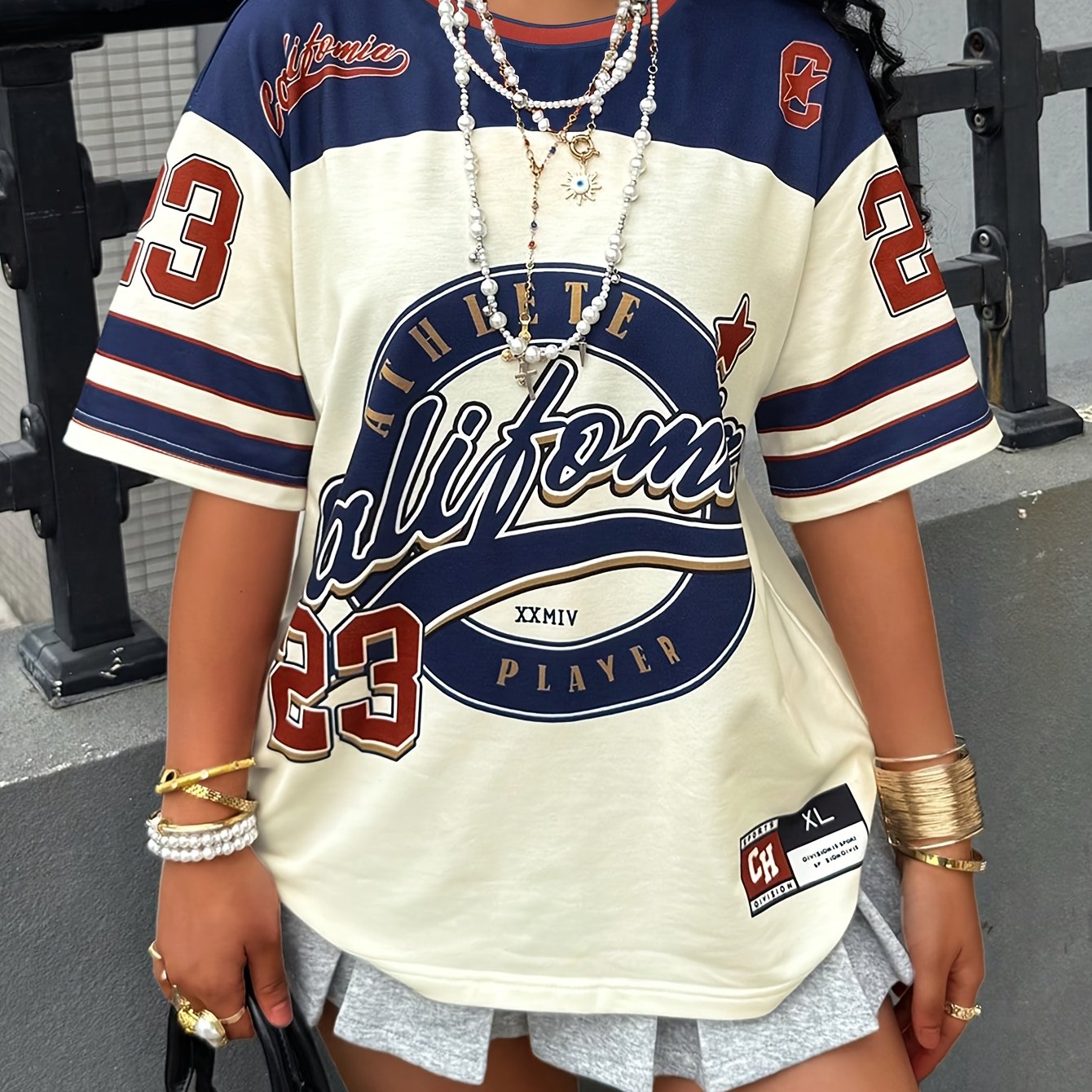 Plus Size Men's T-Shirt White Blue Casual Streetwear Slogan Numbers