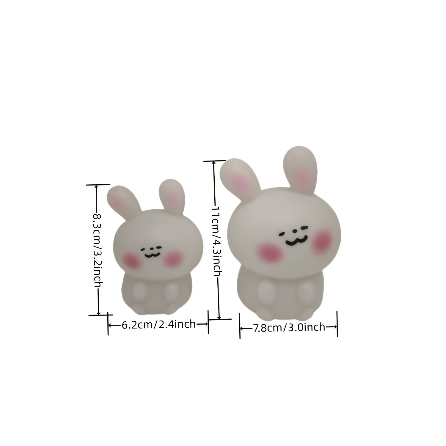 Luz nocturna de conejito de plástico estilo asiático para niños y habitaciones, independiente, con batería