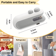 Portable USB Rechargeable Snack Bag Sealer with Cutter White Gray Kitchen Storage