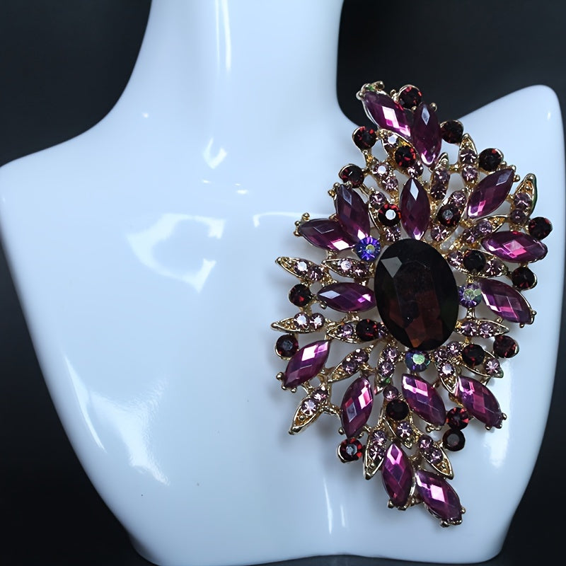 Flower-Shaped Rhinestone Brooch for Women's Attire Stylish Jewelry Accessory
