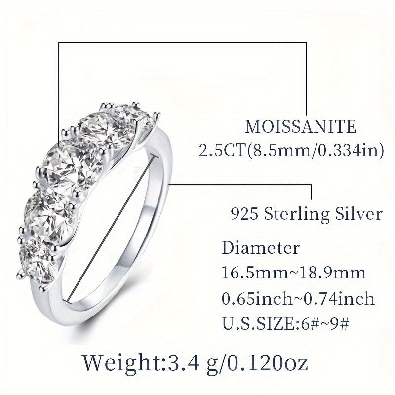 Silver Ring for Women 5ct Moissanite Engagement Wedding Proposal Bohemian Style