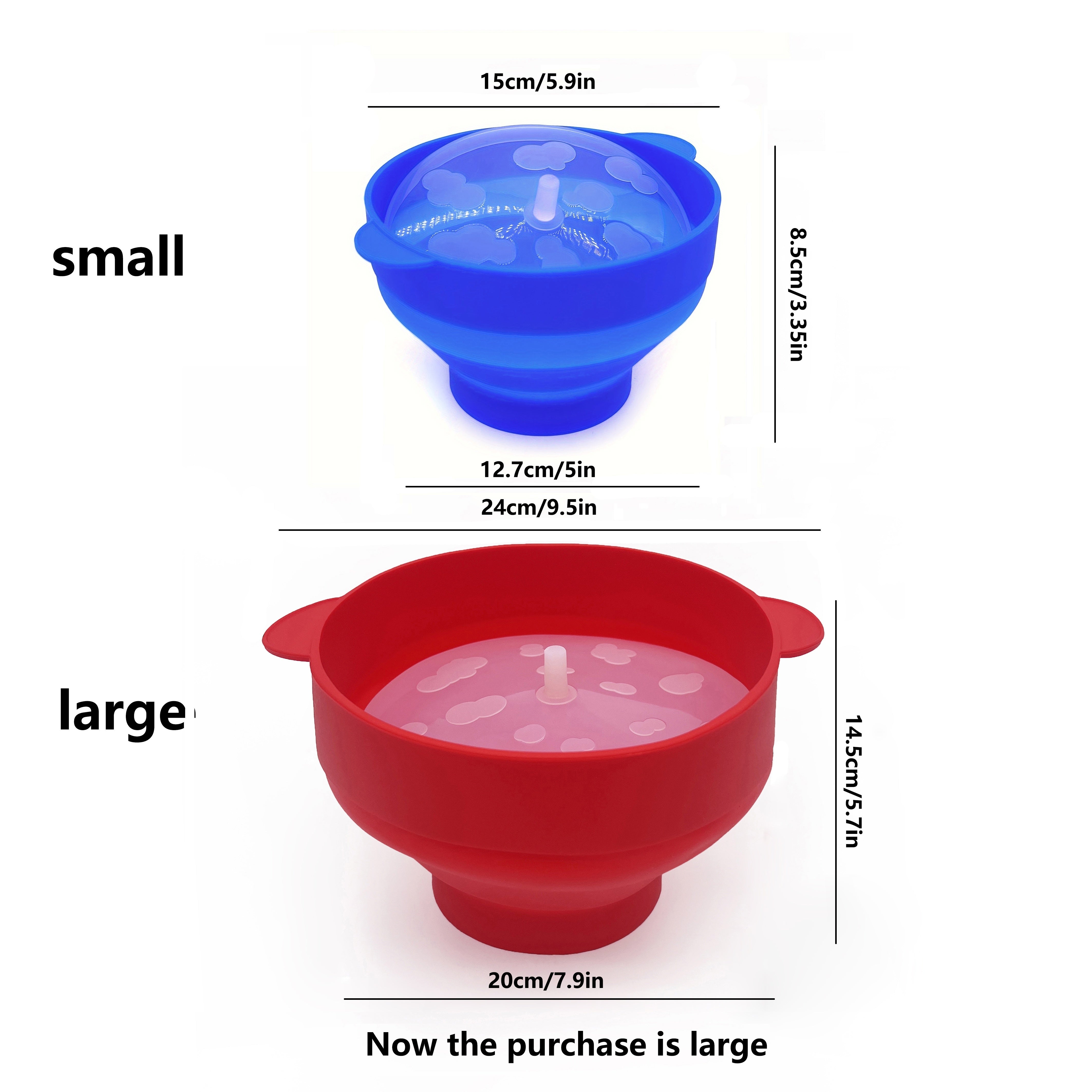 Conjunto de cubos de palomitas de silicona plegables con tapa para hacer palomitas de aire caliente