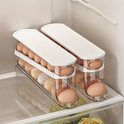 Caja de almacenamiento de huevos de doble capa con deslizamiento para nevera, soporte para huevos, organizador de cocina
