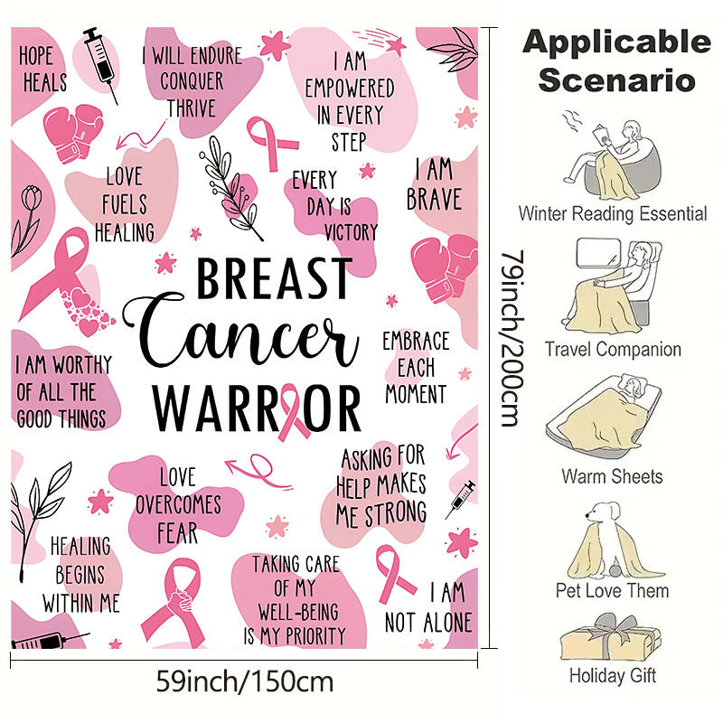 Pink Breast Cancer Awareness Throw Blanket for Survivors and Supporters All-Season Flannel Bedding