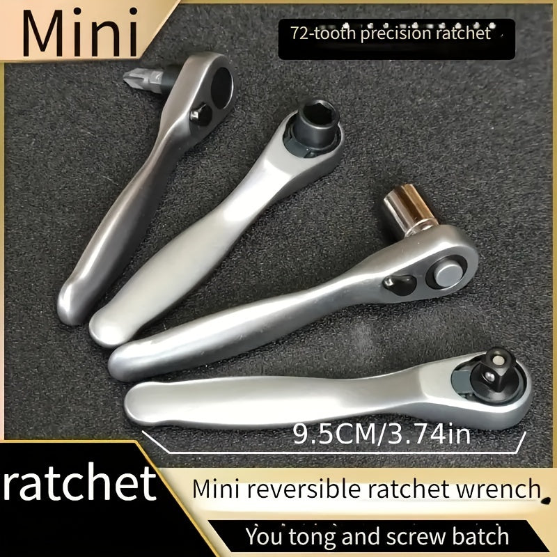 2-In-1 Mini Ratchet Wrench Screwdriver Chrome Vanadium Steel 1/4 Inch Drive