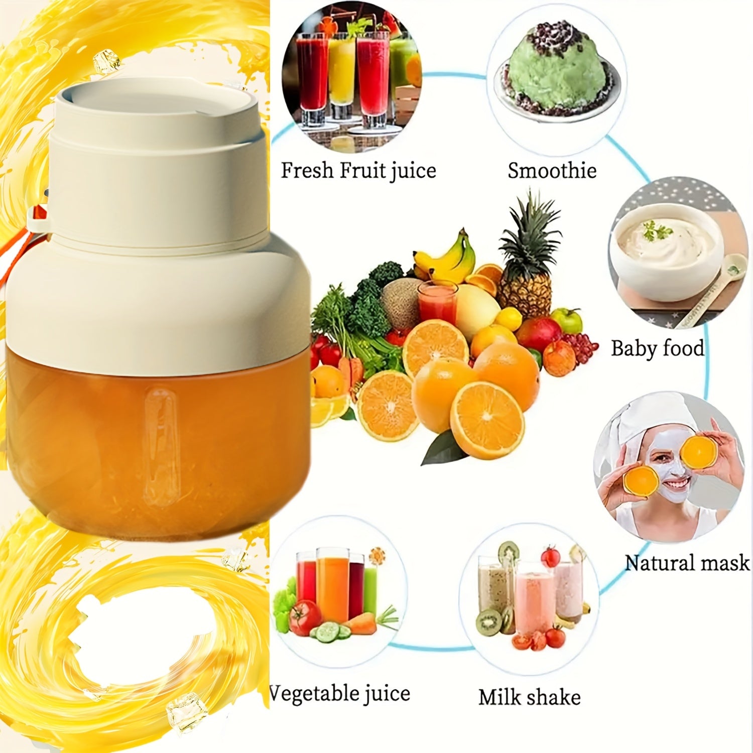 Portable Juicer Cup with 12-Blade System USB Rechargeable Compact and Versatile