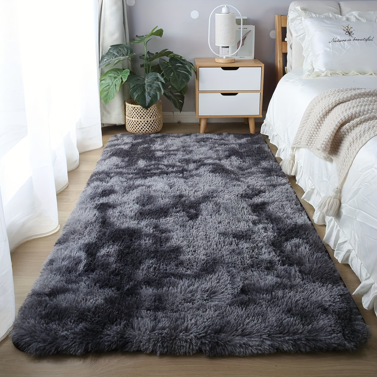 Soft Plush Drum Carpet Area Rug Non-Slip Washable Fabric Bedroom Living Room Dorm Decor