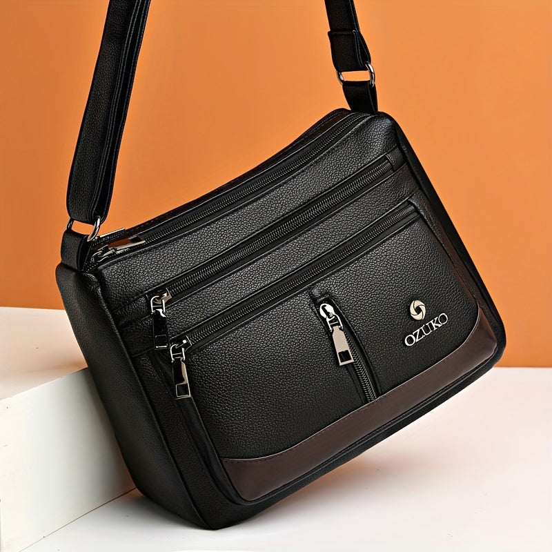 Bolso bandolera de lentejuelas negras para mujer con correa ajustable y diseño plegable