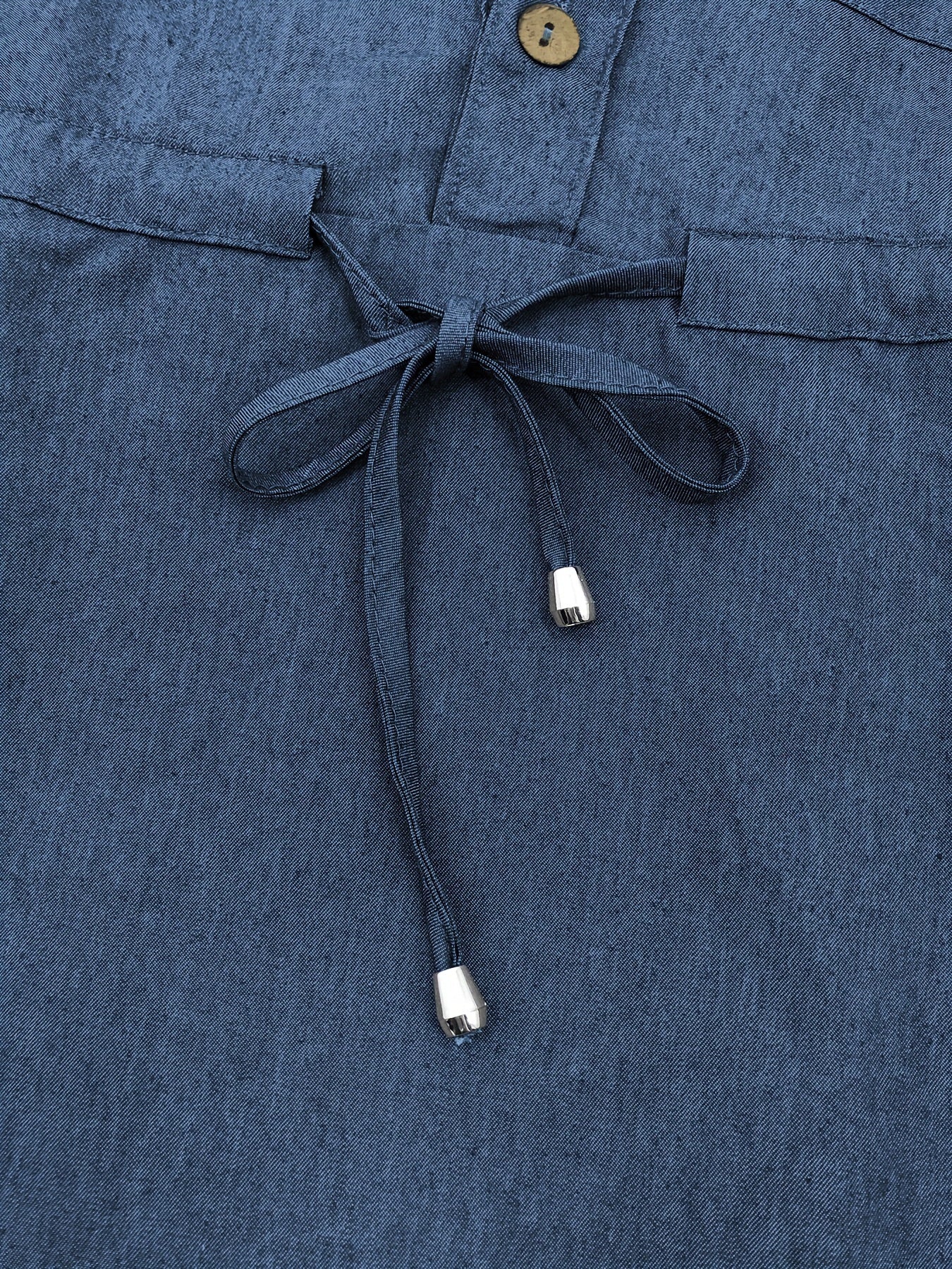 Women’s Long Sleeve Solid Abaya Dress with Drawstring Waist for Ramadan