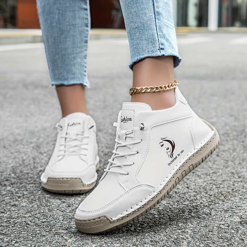 Women's Ankle Boots Leather Breathable Microfiber Non-Slip Casual Sneakers