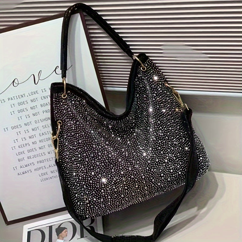 Шикарная женская сумка-тоут с стразами, леопардовым принтом и съемным ремешком - идеальна для ежедневных поездок и уикендов.