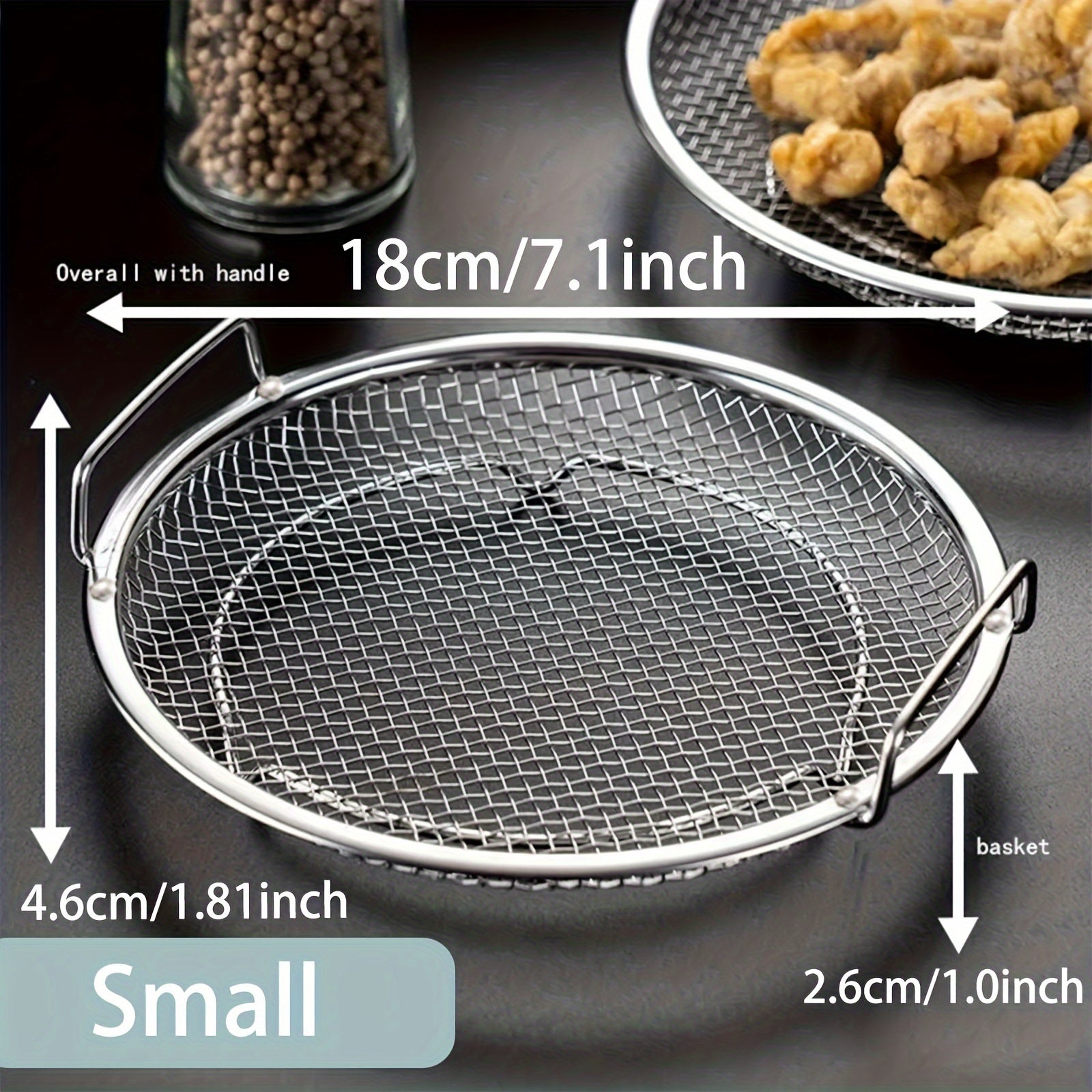 Round Stainless Steel Mesh Grill Tray with Grease Catcher for Air Fryer and Baking