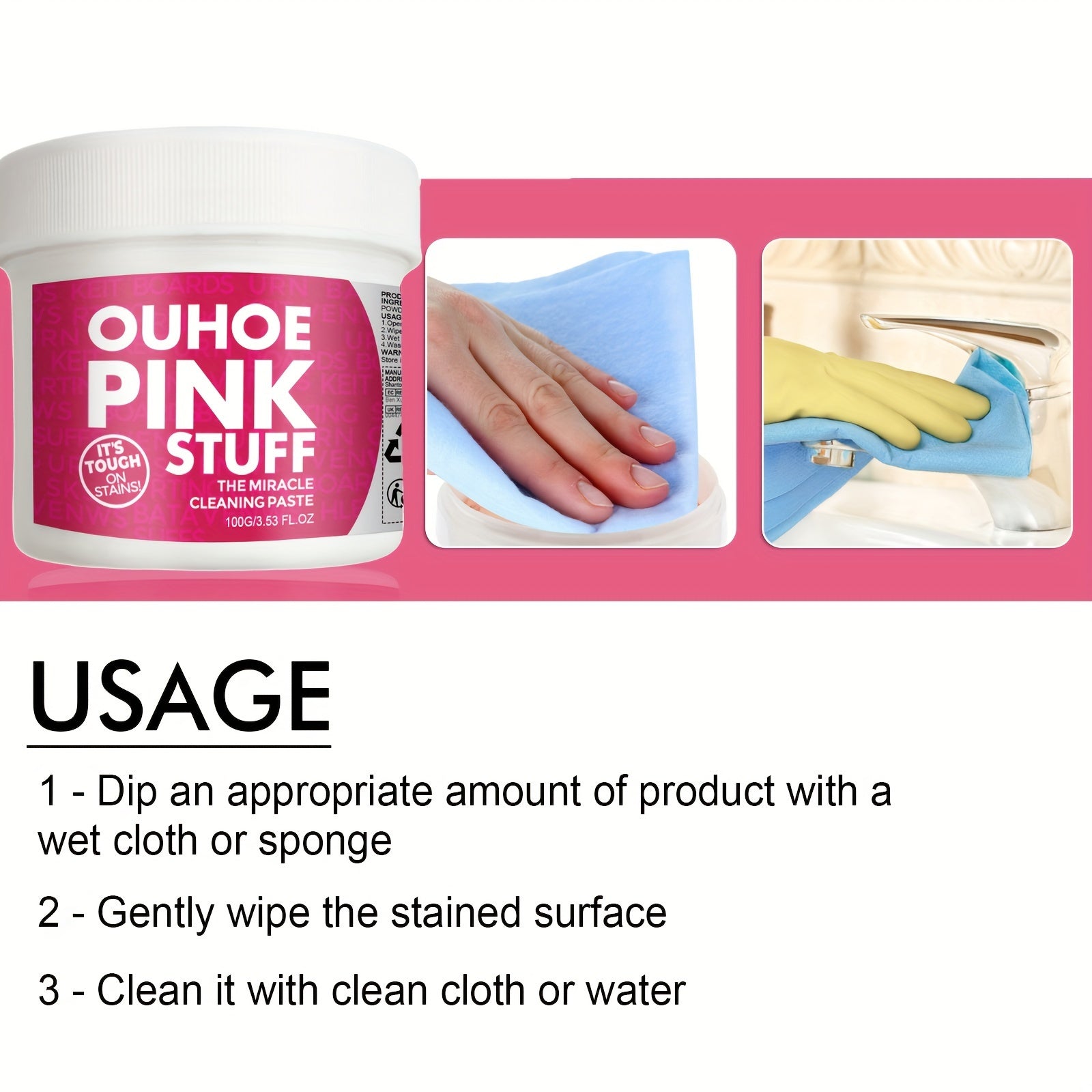 Pink Cleaning Paste for Kitchen Oil Stains Residue Free Gel