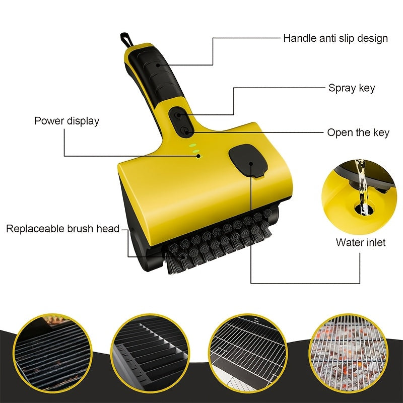 Kabelsiz grill choʻpchasi, ikki tomonlama aylanuvchi choʻpchalarga ega, qayta zaryadlanadigan elektr tozalovchi