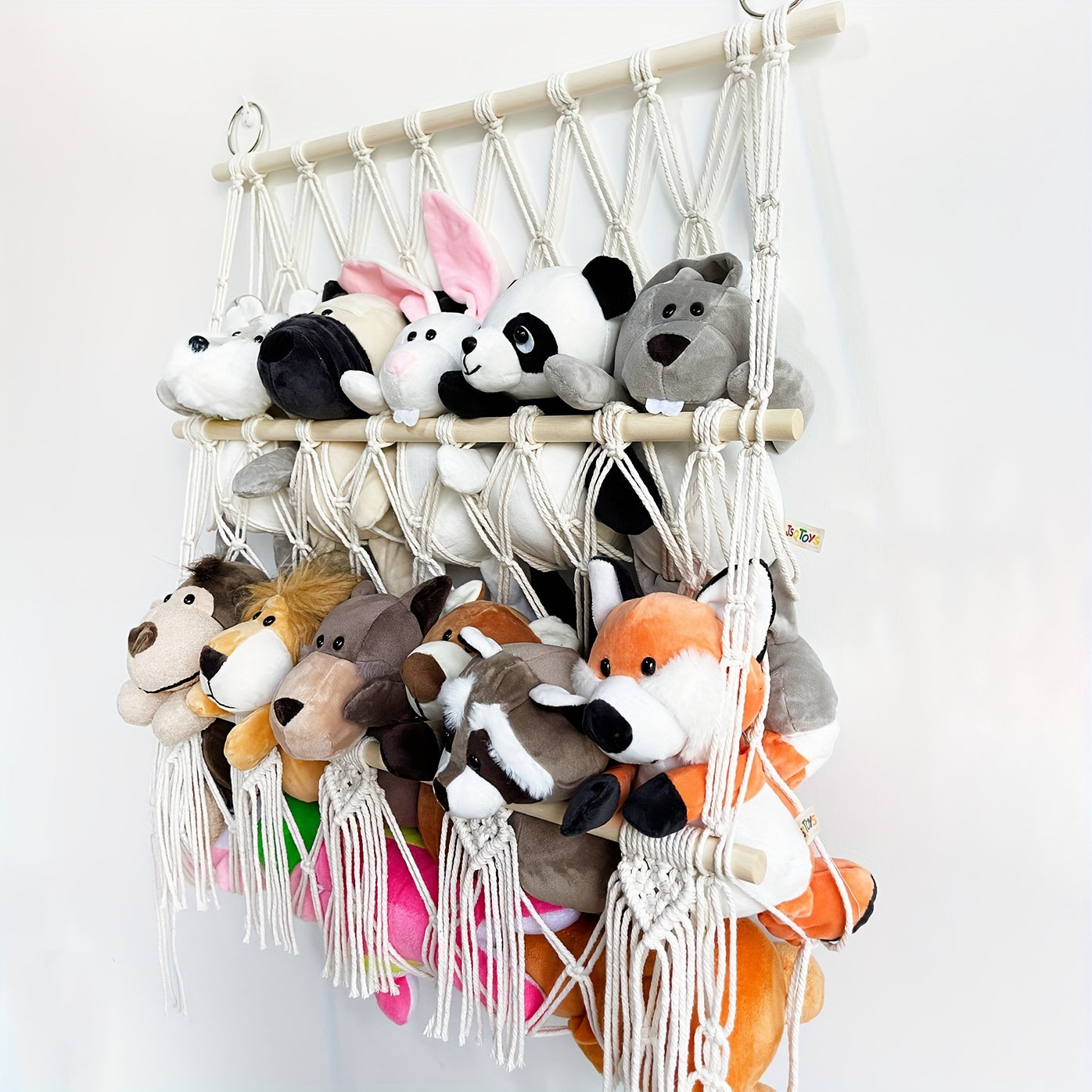Woven Storage Organizer for Plush Toys Hanging Net Nursery Playroom Bedroom