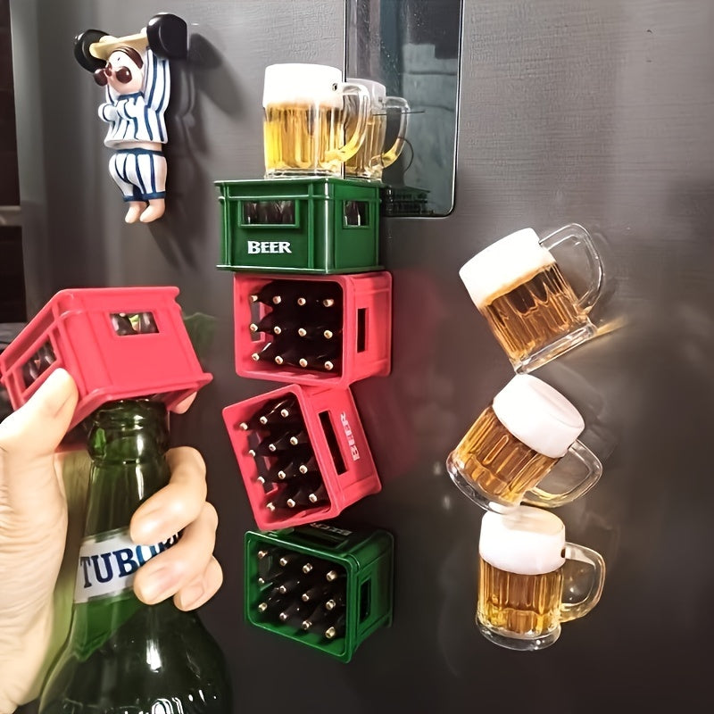 Magnetic Beer Bottle Opener with Fridge Magnet Decoration
