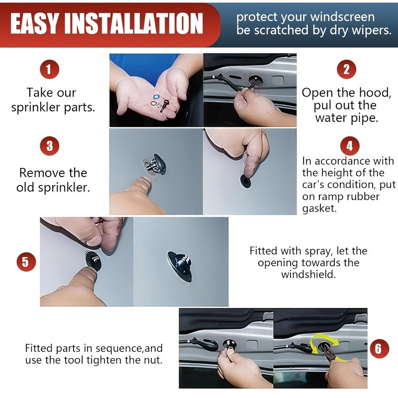 2pcs Aluminum Alloy Wiper Spray Nozzle Car Windshield Washer Nozzles Kit